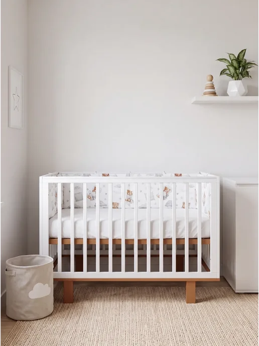 BABYTEX5 Бортик в кроватку для новорожденного 240*30 см - мишки, 240x30, фото 3