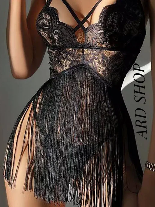 ARD SHOP Пеньюар женский кружевной комплект эротик, черный, фото 3