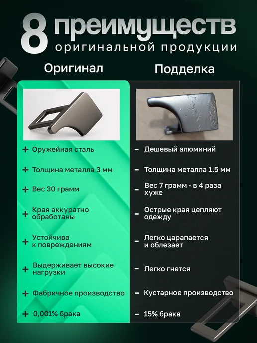 RobinAuto Заглушка ремня безопасности металлическая 2 шт, 2 шт, фото 6