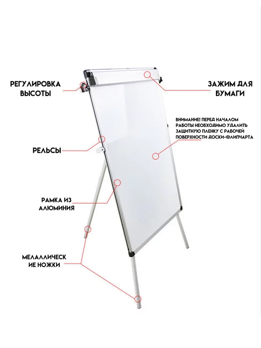 Флипчарт доска магнитно-маркерная 70x100см для записей, 60x90 см, фото 3