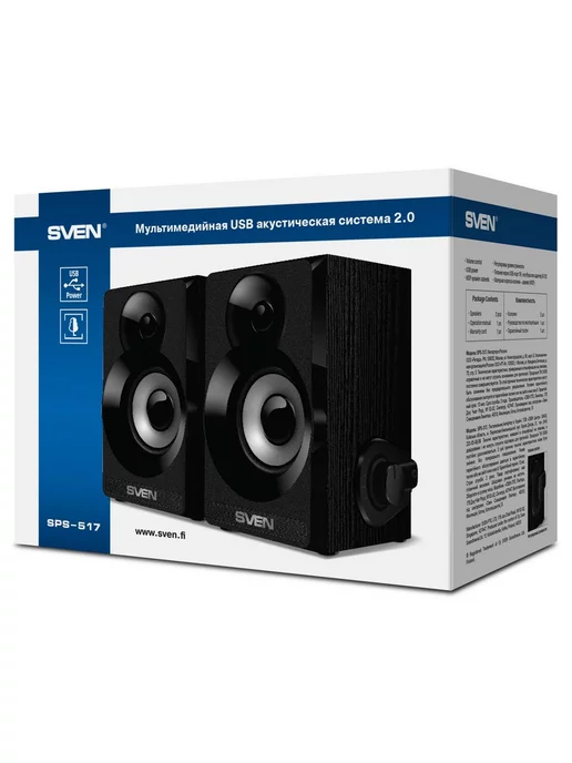 Sven Колонки для компьютера SPS-517 USB, 6W, 6 Вт, фото 7
