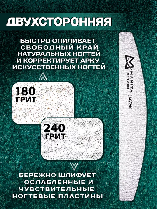 MANITA PROFESSIONAL Пилка для ногтей лодка 180 240 грит 25 шт, 25 шт, фото 3