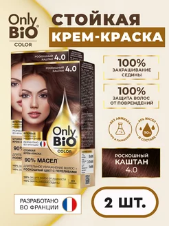 Стойкая крем краска для волос 4.0 Роскошный каштан 2 шт Only Bio 211884732 купить за 257 ₽ в интернет-магазине Wildberries