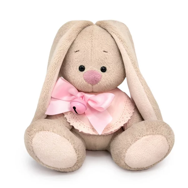 Мягкая игрушка "Зайка Ми в слюнявчике с бубенчиком", 15 см