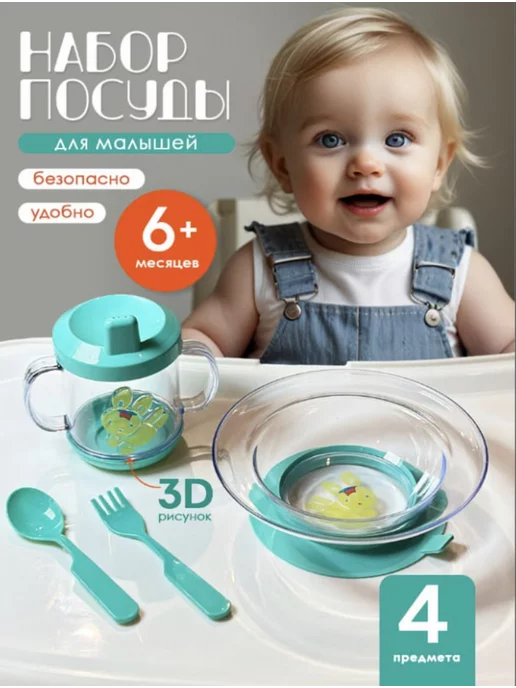 Jusi Kids Посуда для малышей, голубой