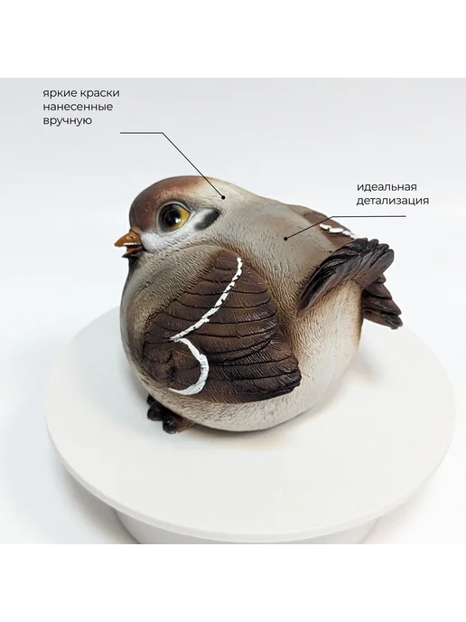 Барельеф Садовая фигура Воробей, декор для сада, черный, фото 6