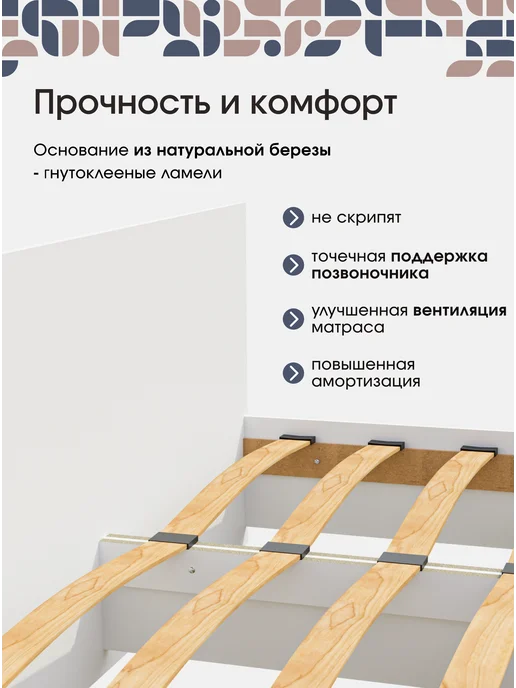 Пора Спать Двуспальная кровать Амелина 160х200 см, Белая, 160x200 см, фото 5