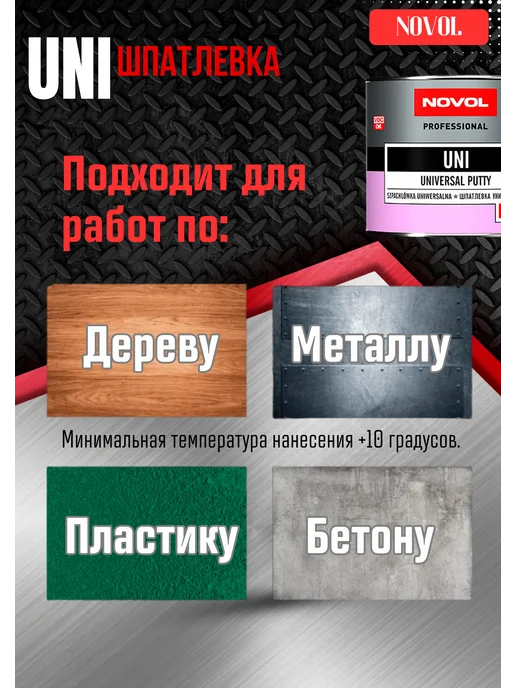 NOVOL Шпаклевка на полиэфирной основе автомобильная 2кг, 2 кг, фото 2