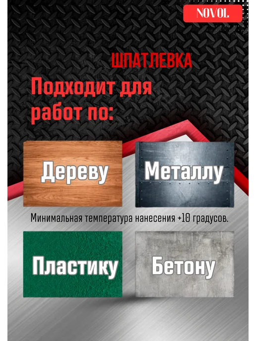 NOVOL Шпаклевка на полиэфирной основе финишная 0,250кг, 750 г, фото 2