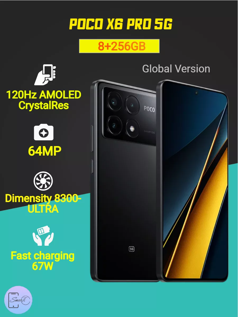 Смартфон Poco X6 Pro 5G 8/256 Гб, Black