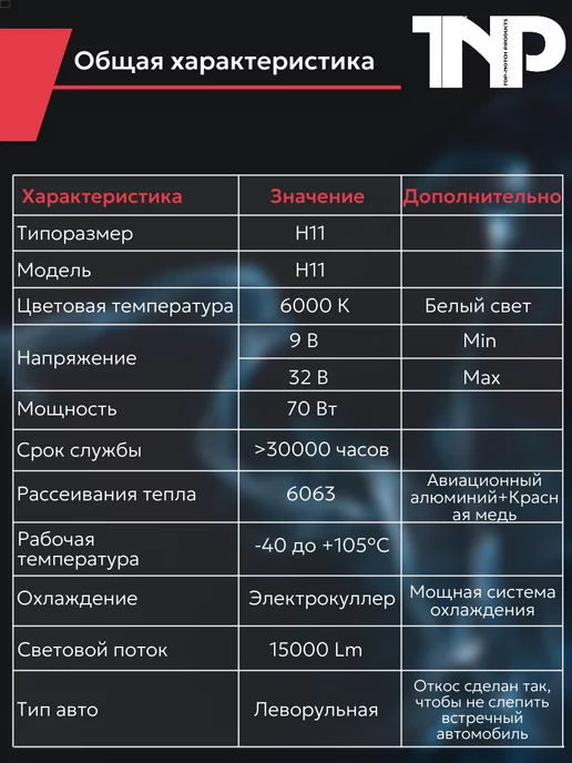 TNP BRENDY Светодиодная автомобильная лампа H11 TNP led, вариант, фото 3