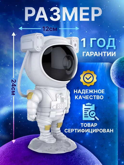 Galaxy Homa Ночник - проектор звездное небо космонавт робот, вариант, фото 5