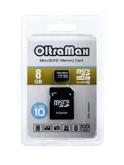 Карта памяти MicroSD 8GB Class 10 + SD адаптер OltraMax 212366243 купить за 405 ₽ в интернет-магазине Wildberries