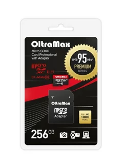 Карта памяти MicroSDXC 256GB Class 10 UHS-I U3 + SD адаптер OltraMax 212366251 купить за 1 920 ₽ в интернет-магазине Wildberries