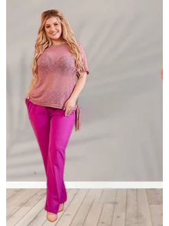 Костюм брючный женский летний Dushkina_Plus_Size 212421515 купить за 1 058 ₽ в интернет-магазине Wildberries