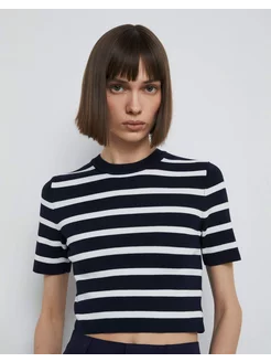 Полосатый укороченный джемпер с коротким рукавом Gloria Jeans 212509386 купить за 369 ₽ в интернет-магазине Wildberries