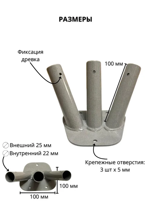 NETGIM Флагшток – кронштейн для флага трехрожковый настенный, вариант, фото 2