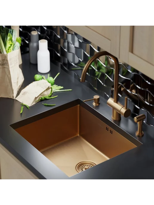 MIXLINE Мойка для кухни подстольного монтажа, желтый, фото 2