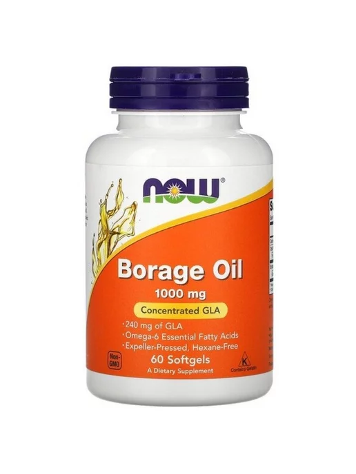 NOW FOODS BORAGE OIL 1000mg 60 sgels, масло бурачника, борадж