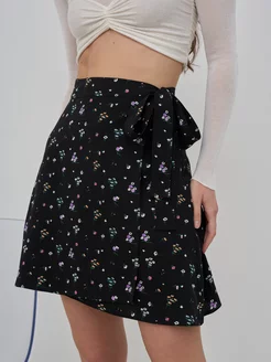 Черная юбка летняя мини на запах LIMO 212596929 купить за 1 973 ₽ в интернет-магазине Wildberries