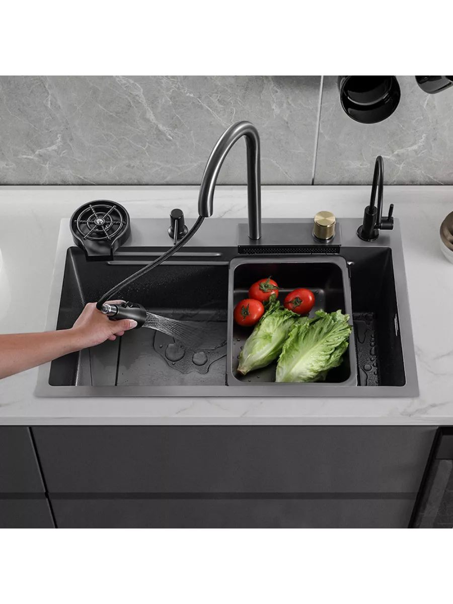 Multifunctional waterfall kitchen sink