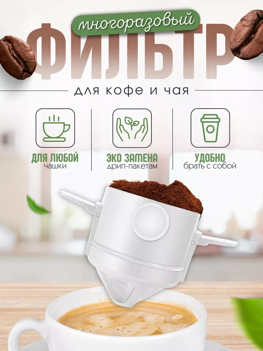 Кофейный фильтр многоразовый для заваривания чая в чашке