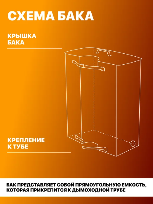 R-SAUNA Бак для бани на трубу навесной 35 литров, 115-120 мм, серый, фото 8