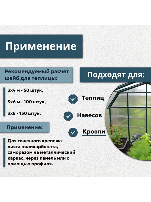 Профоснастка Термошайба для поликарбоната прозрачная 25 мм 100 штук, белый, фото 3