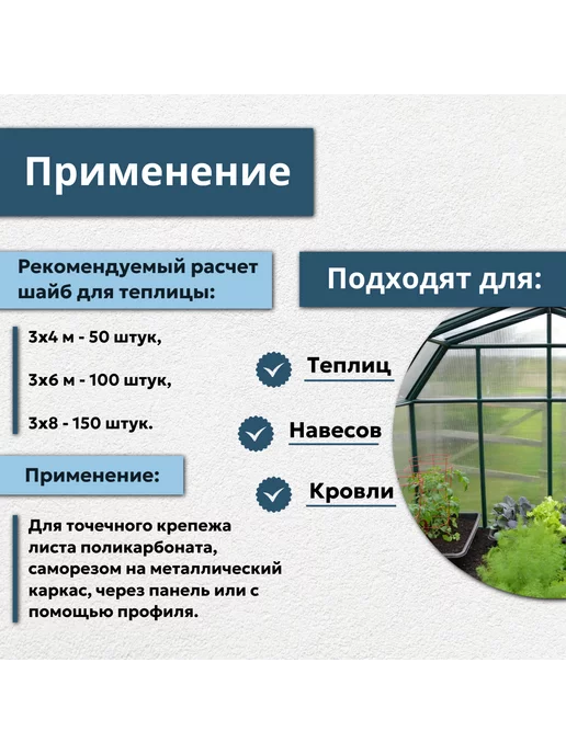 Профоснастка Термошайба для поликарбоната прозрачная 25 мм набор 4 в 1, белый, фото 4
