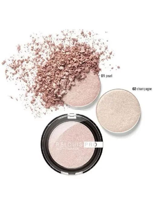 RELOUIS Хайлайтер для лица PRO HIGHLIGHTER компактный тон 02, бежевый, фото 3