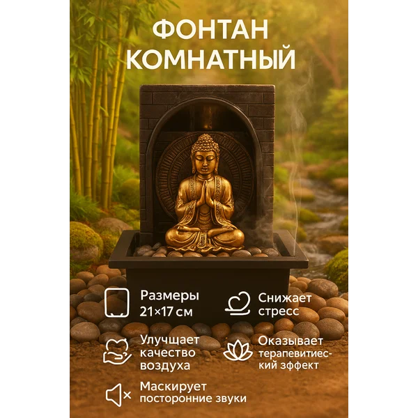 Фонтан комнатный Будда в гроте 21х17,5х26 см
