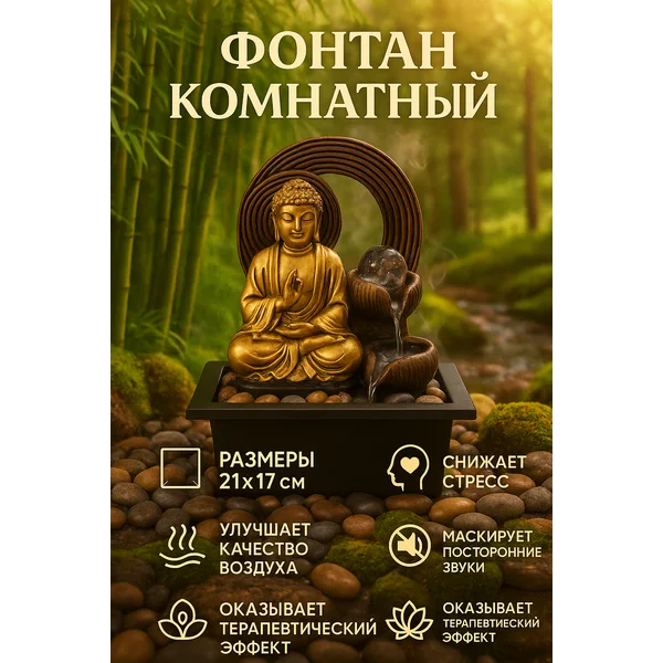 Фонтан комнатный Будда в гроте 21х17,5х26 см
