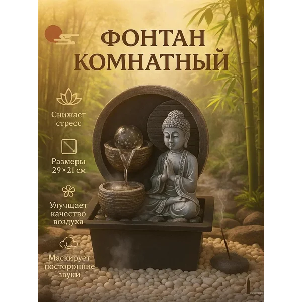 Фонтан комнатный Будда в гроте 21х17,5х26 см