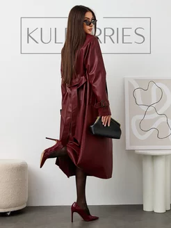 Плащ тренч длинный кожаный с поясом на осень Kulberries 212760139 купить за 6 678 ₽ в интернет-магазине Wildberries