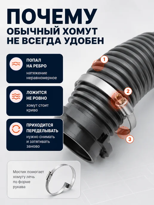 Завод ТЕХ Хомут червячный с мостиком 340-360 мм (1шт.), 1 шт, фото 3