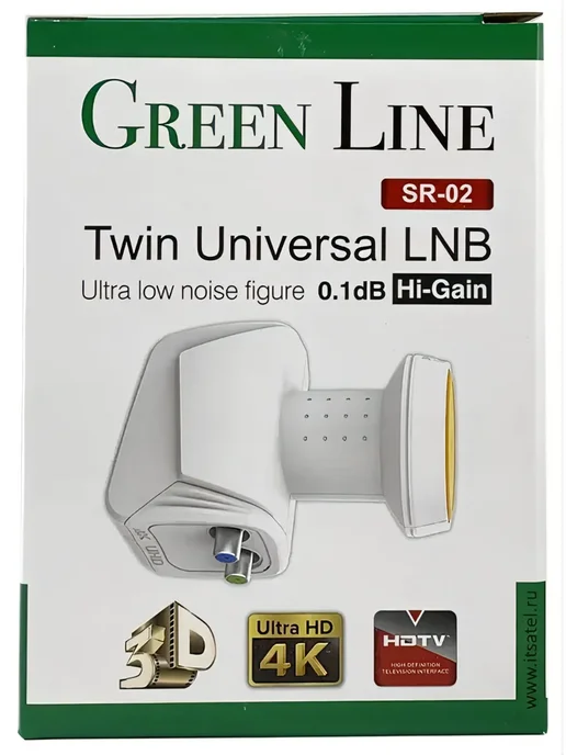 Green Line Конвертер спутниковый линейный 2 выхода GreenLine-SR-02, зеленый, фото 2