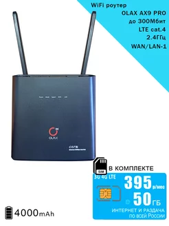 WiFi роутер AX9 black, интернет и раздача, 50ГБ за 395р OLAX 212824449 купить за 3 873 ₽ в интернет-магазине Wildberries