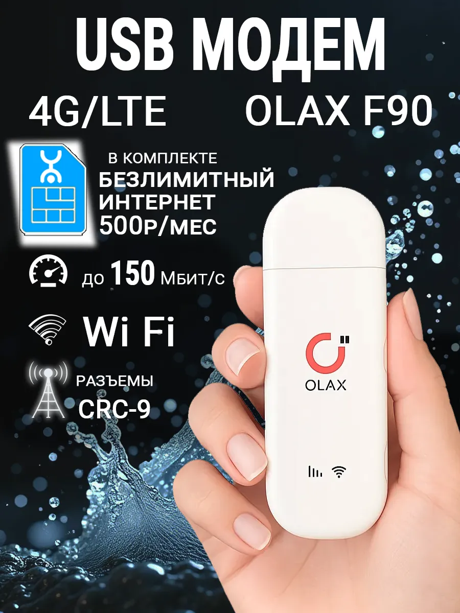 Модем 4G F90 Wi-Fi + сим карта с безлимитным интернетом 500