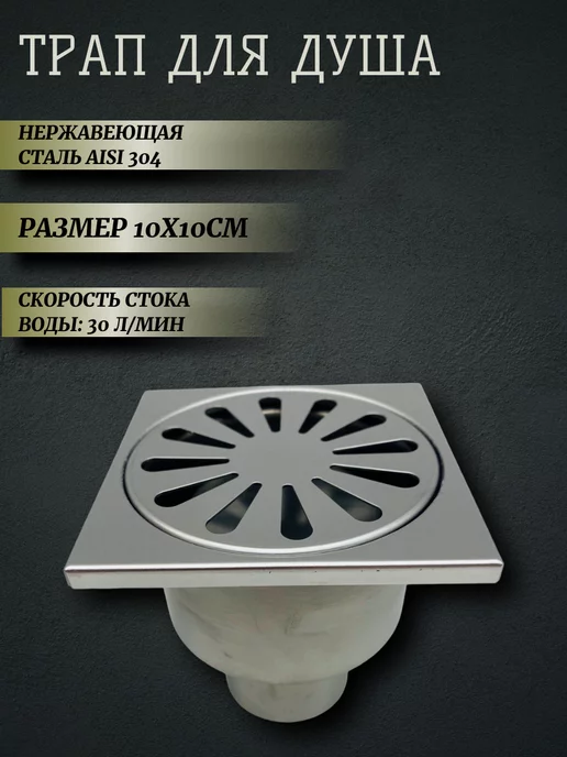 TIM Трап из нержавеющей стали 10х10см BAD021001, вариант