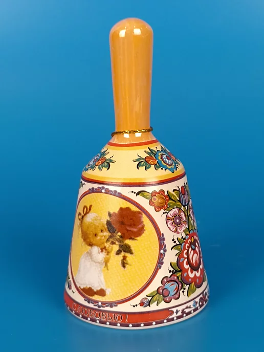 Ceramic Fauna Фарфоровый колокольчик в форме терема с ручкой, синий, фото 2