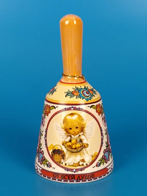 Ceramic Fauna Фарфоровый колокольчик в форме терема с ручкой, синий, фото 3