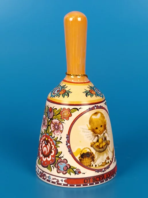 Ceramic Fauna Фарфоровый колокольчик в форме терема с ручкой, синий, фото 4