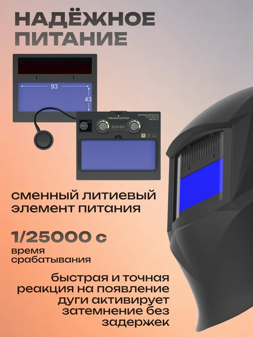 TURBO POWER Сварочная маска хамелеон 13 DIN, черный, фото 4