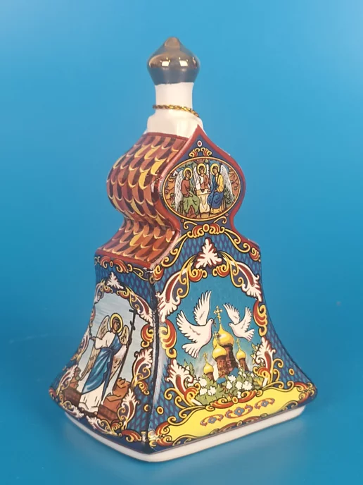 Ceramic Fauna Фарфоровый колокольчик в форме терема с ручкой, синий, фото 5