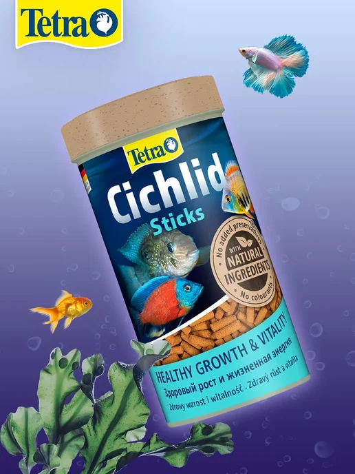 TETRA Корм для рыб аквариумных цихлид палочки Cichlid Sticks 250мл, 1 л, фото 4
