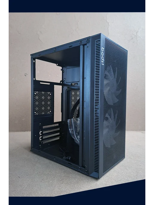 BomBoost Корпус для ПК micro ATX с 2 вентиляторами в комплекте, черный, фото 3