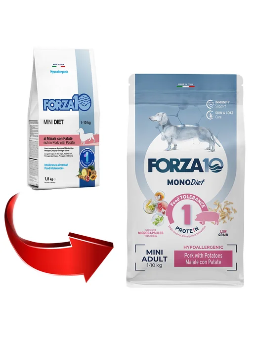Сухой корм Forza10 Monodiet Low для собак, мелкие, свинина, 1,5 кг, фото 2