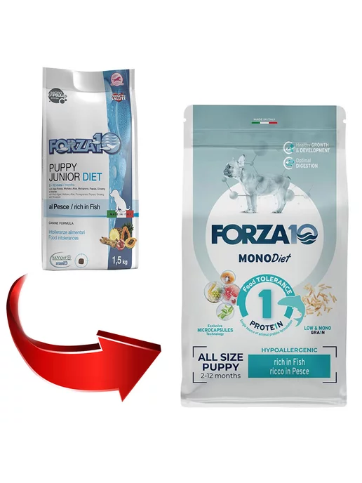 Сухой корм Forza10 Monodiet Low для собак, щенки, рыба, 1,5 кг, фото 2