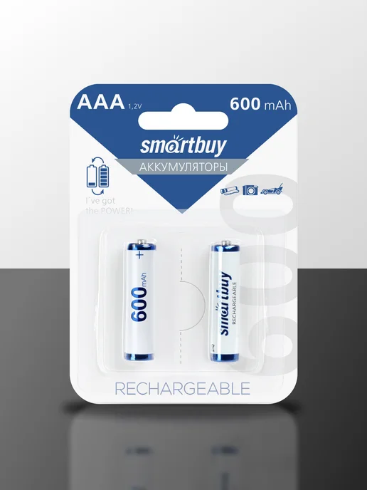 SmartBuy Аккумуляторные батарейки AAA мизинчиковые 600 мАч, 2 шт, 600 мАч, 2 шт, фото 6