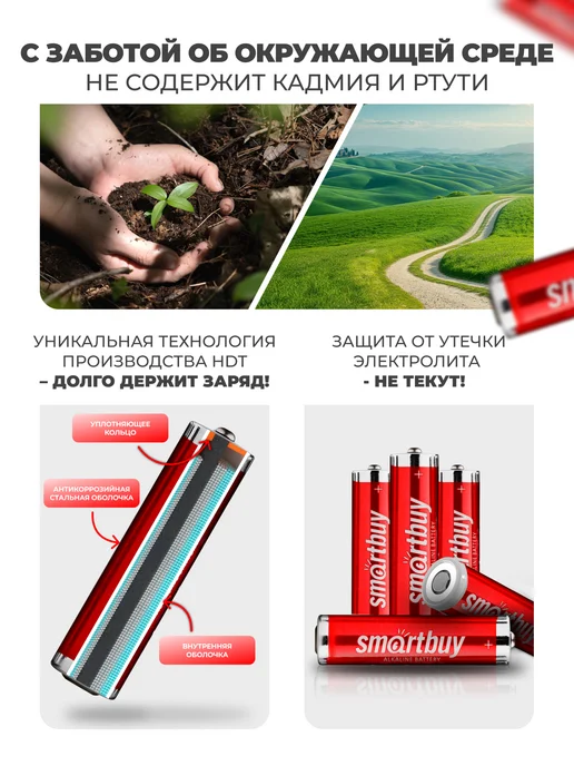 SmartBuy Батарейки мизинчиковые ААА алкалиновые, 10 шт, 10 шт, фото 2